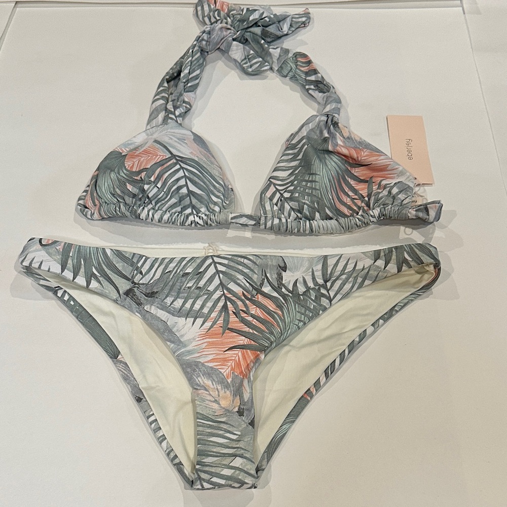 NWT Eberjey Tropical Leaf Print Bikini Set, Size Small